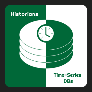 Graphic presenting one database with two colors, representing the yin/yang of historians and time-series databases